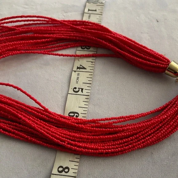 Vibrant Red Multi-Strand Necklace - Picture 3 of 5